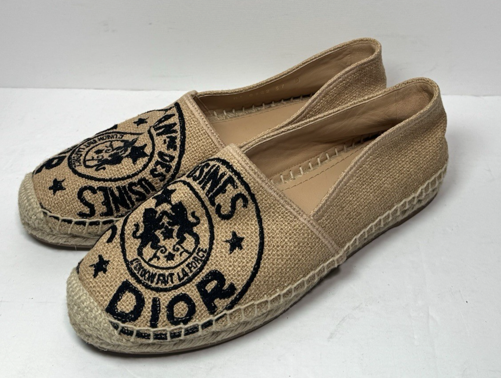 Christian Dior Raffia Graphic Print Granville Espadrille EU 37 Size #4