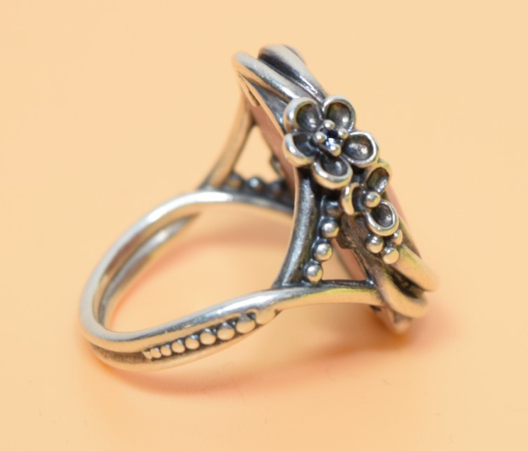 PANDORA ALE 925 Sterling Silver Pink Rhodolite Wanda's Garden 190847RNI Size 8 #4