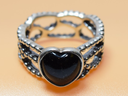 Pandora ALE 925 Mi Amor Black Onyx Heart Sterling Silver Band Ring SIZE 8 in Boston