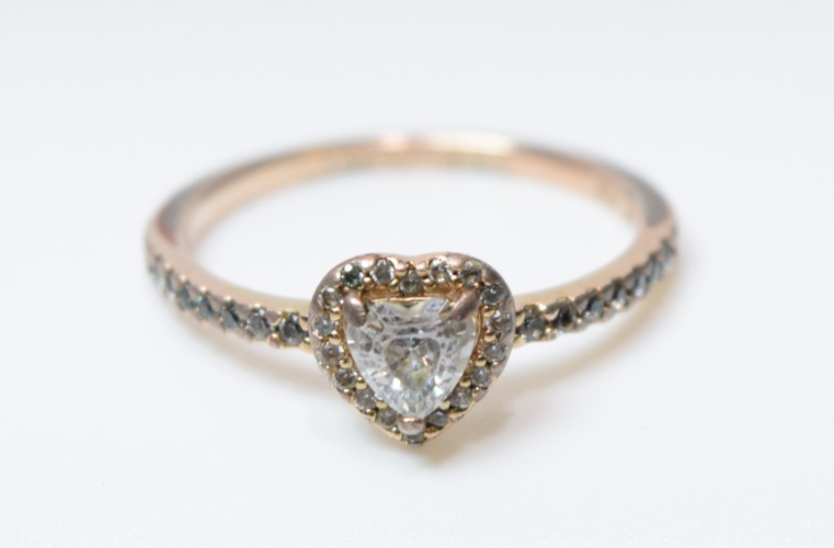 PANDORA 14k Gold Plated Pave Elevated Heart Ring 168421C01 -SIZE 9 #1