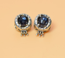 2 X PANDORA Crown O Sterling Silver Charm With Moonlight Blue Crystal -798266NMB price