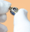 2 X PANDORA Crown O Sterling Silver Charm With Moonlight Blue Crystal -798266NMB cost