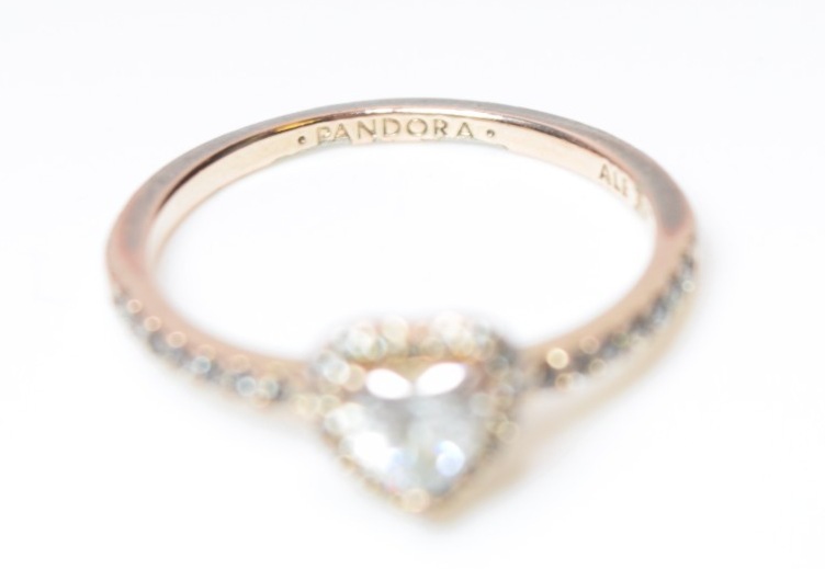 PANDORA 14k Gold Plated Pave Elevated Heart Ring 168421C01 -SIZE 9 #7