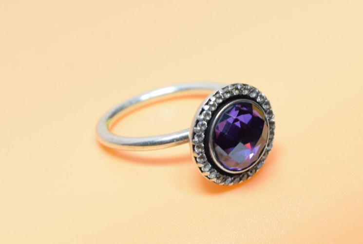 Pandora Sterling Silver Purple Brilliant Legacy Ring Size: 7 #5