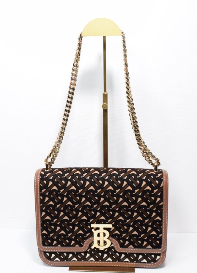 Burberry TB Monogram Crossbody Bag Brown Chain Leather w/ Dust Bag #5