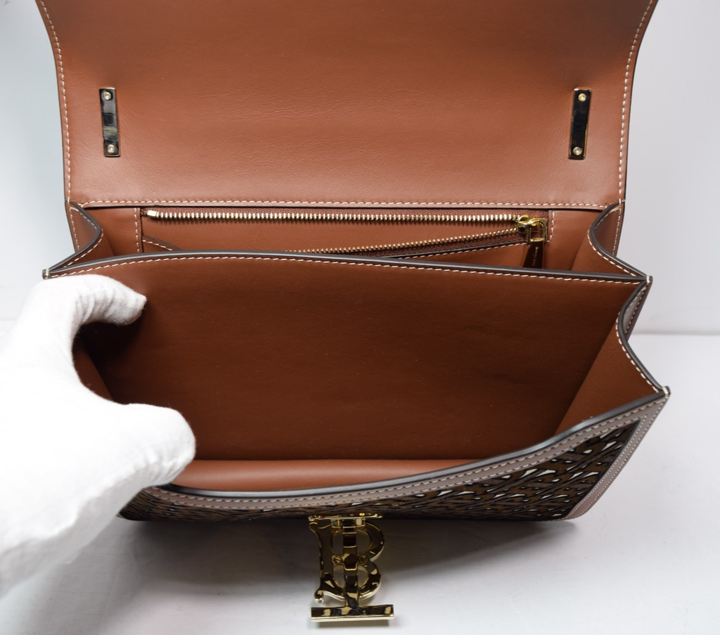 Burberry TB Monogram Crossbody Bag Brown Chain Leather w/ Dust Bag #10
