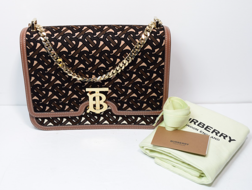 Burberry TB Monogram Crossbody Bag Brown Chain Leather w/ Dust Bag #14