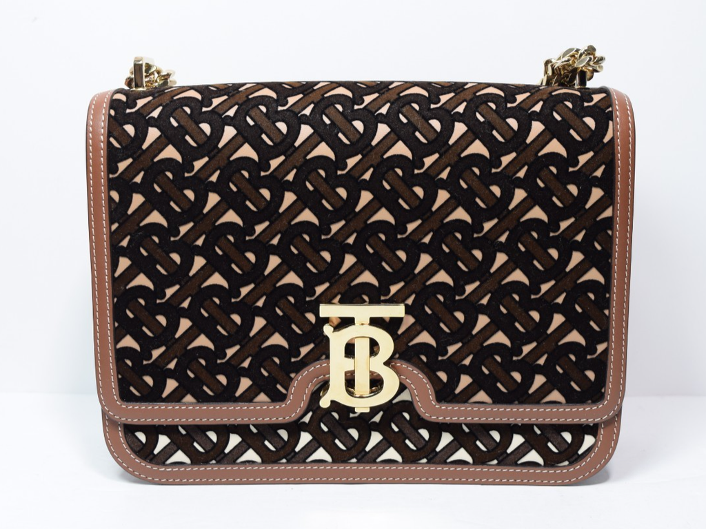 Burberry TB Monogram Crossbody Bag Brown Chain Leather w/ Dust Bag #1