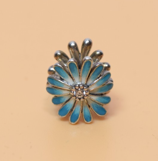 Pandora Blue Daisy Flower Charm Sterling Silver #2