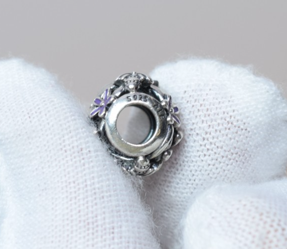 Pandora Openwork Purple Daisy Silver Charm #4