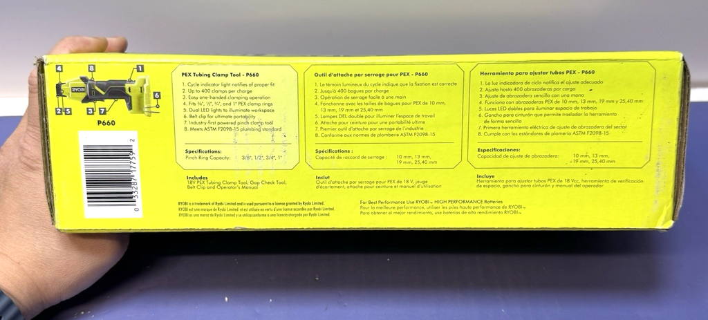 Ryobi One+ 18V PEX Tubing Clamp Tool P660 Tool-Only - Brand New #3