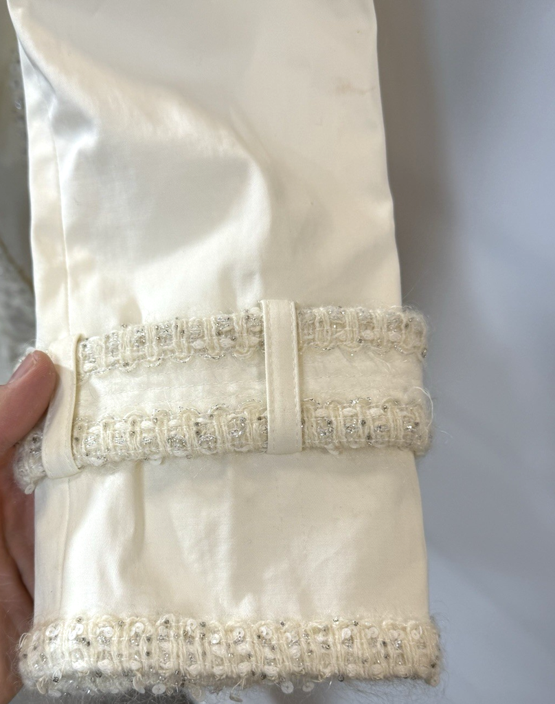 CHANEL 04P Ivory Tweed Trim Trench Coat Size 36 P23284V14100 France #6