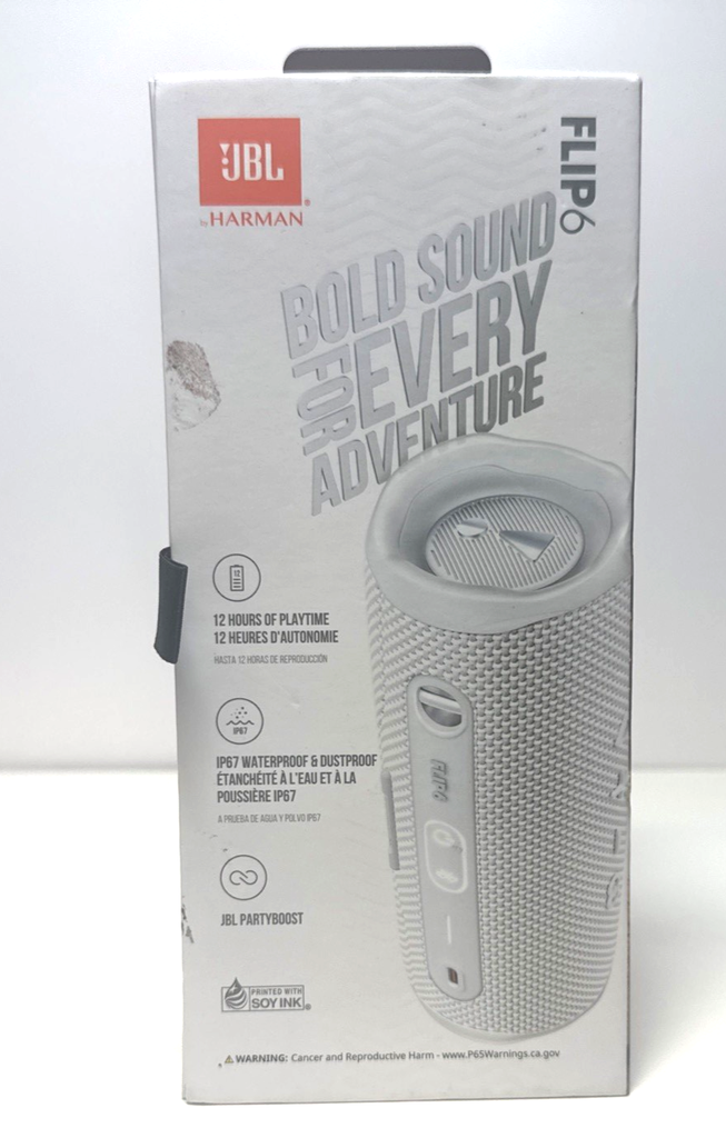 JBL Flip 6 White Portable Bluetooth Speaker #2