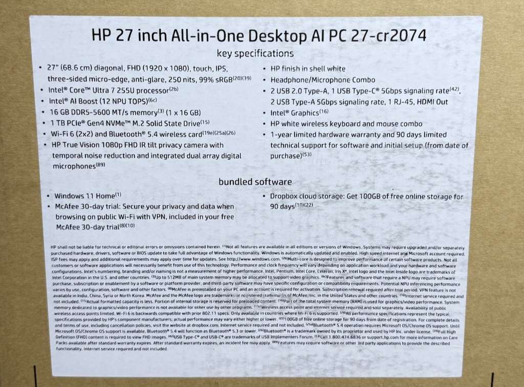 HP 27" FHD Touchscreen All-in-One PC Core Ultra 7 16GB 1TB SSD - New Sealed #5
