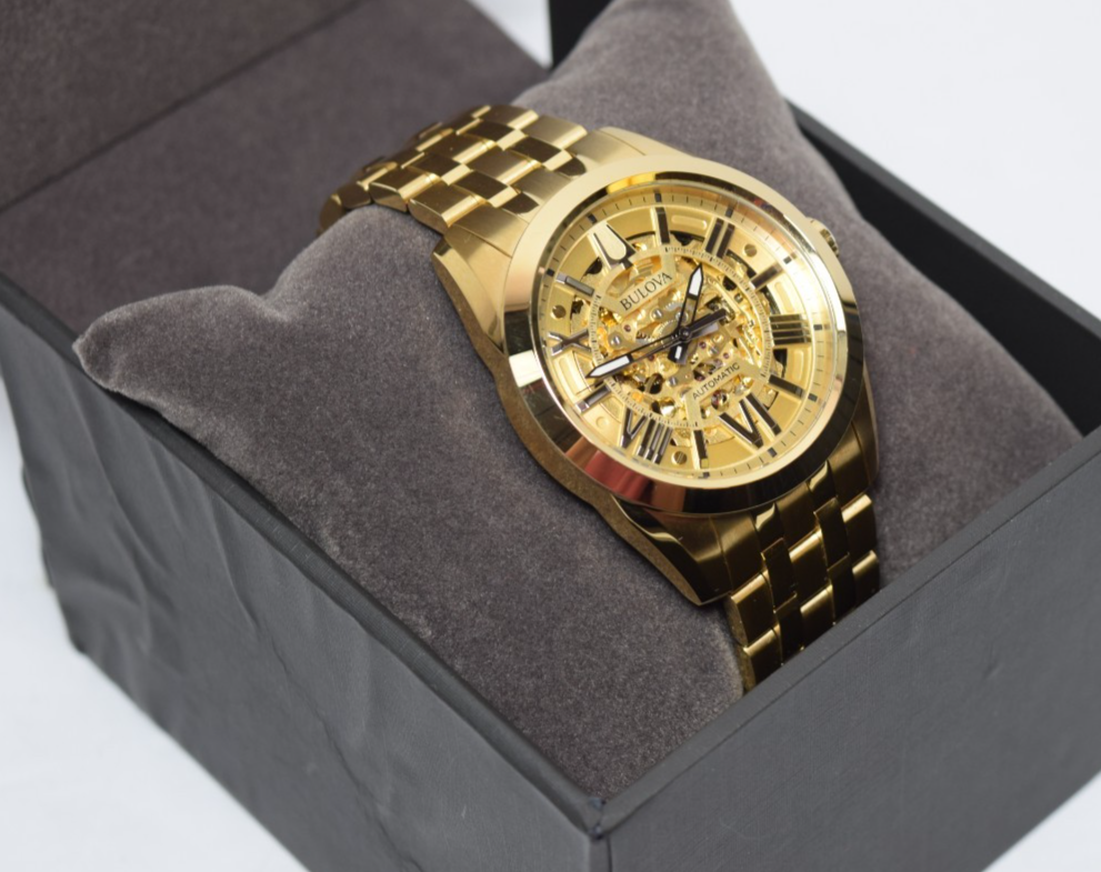 Bulova Sutton Men's Gold tone Stainless Steel Automatic Watch. 97A162-43mm-New #2