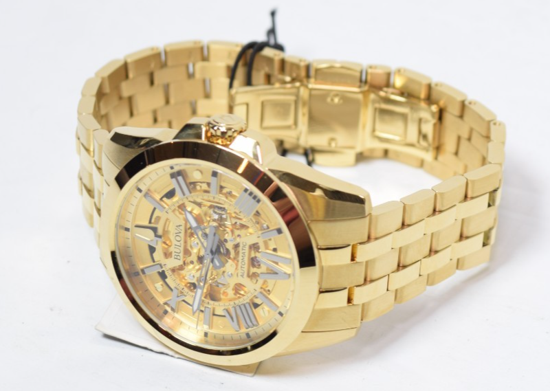 Bulova Sutton Men's Gold tone Stainless Steel Automatic Watch. 97A162-43mm-New #5