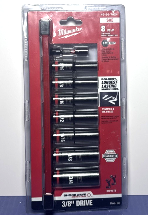 Milwaukee 49-66-7024 Shockwave Impact 3/8 in Drive 6 Point Socket Det of 8 #1