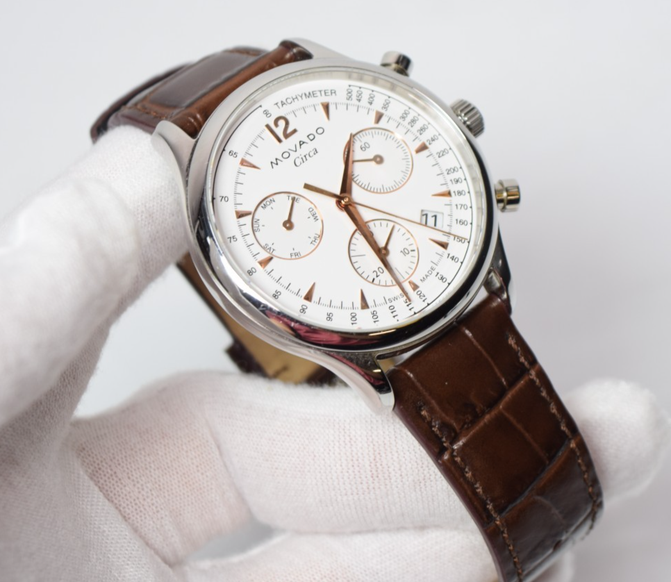 Movado Heritage Series Circa Chronograph Quartz Men's Leather Watch -43MM #6