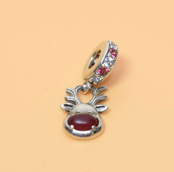PANDORA Charm Sterling Silver ALE S925 RED NOSE REINDEER MURANO 792330C01 #1