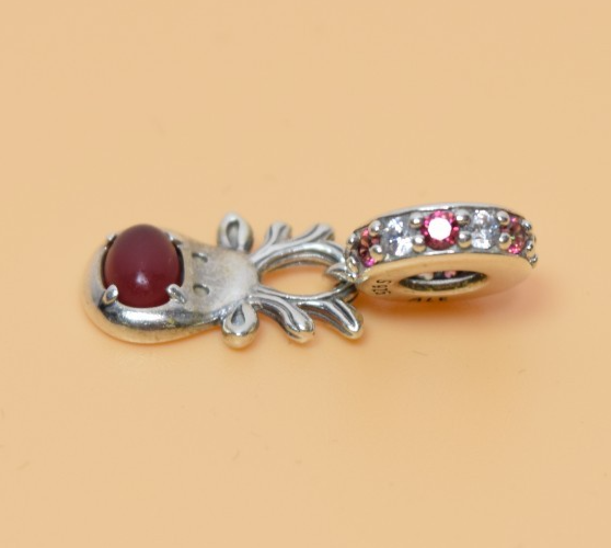 PANDORA Charm Sterling Silver ALE S925 RED NOSE REINDEER MURANO 792330C01 #5