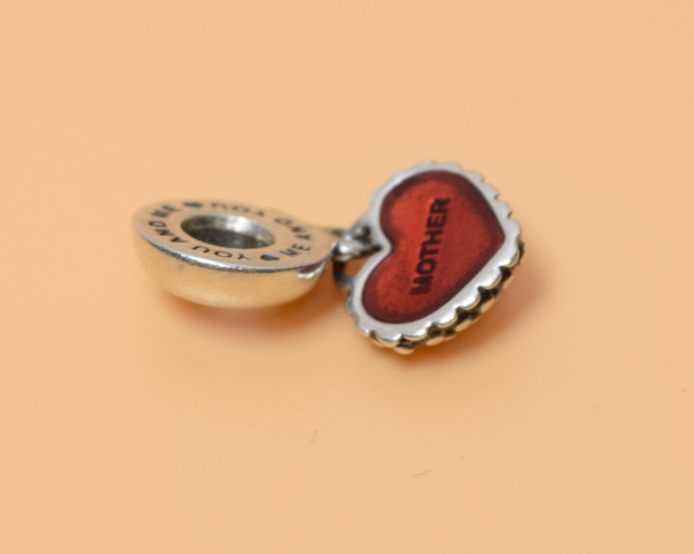 PANDORA S925 ALE Piece of My Heart Mother Dangle Charm with Red Enamel #4