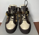 GIUSEPPE ZANOTTI Snake Gold Double Bars High Top Sneakers Mens Size 40/US 7 used