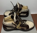 GIUSEPPE ZANOTTI Snake Gold Double Bars High Top Sneakers Mens Size 40/US 7 in Boston