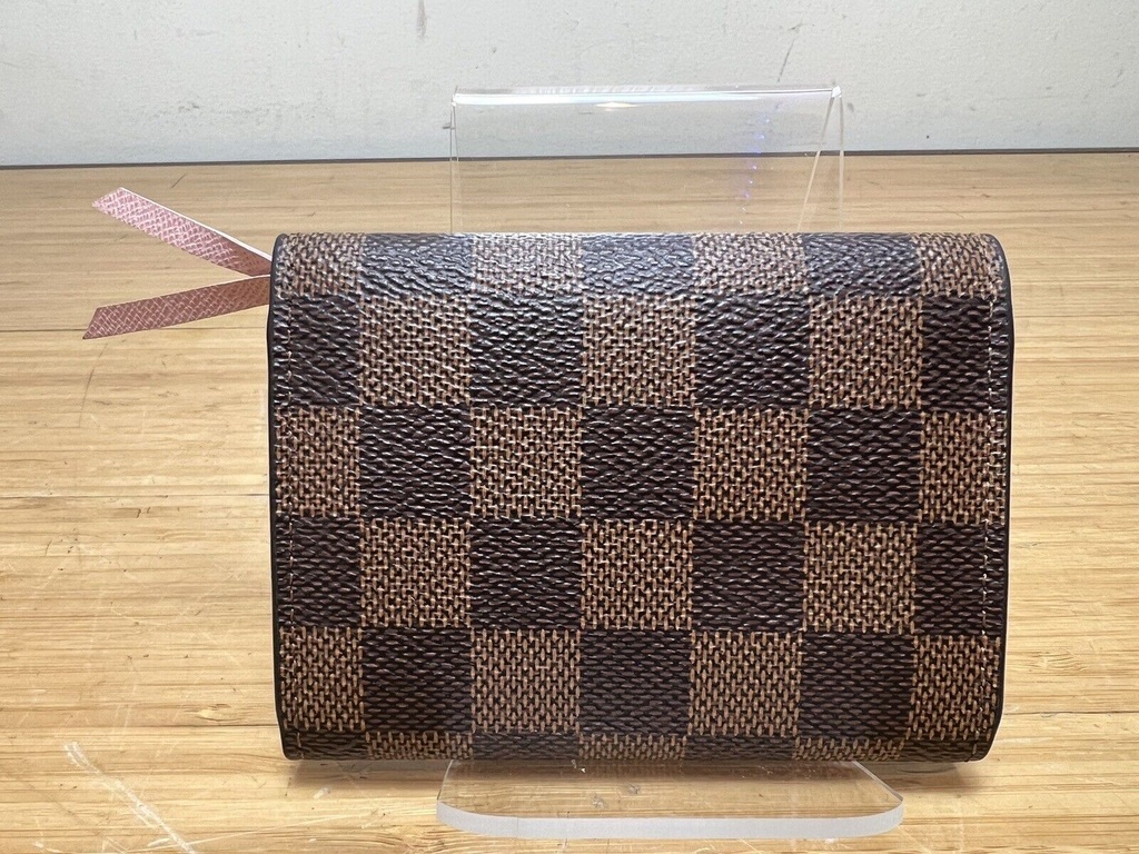 Authentic Louis Vuitton Damien Ebene Canvas Coin Purse Rose w/ Entrupy COA #1