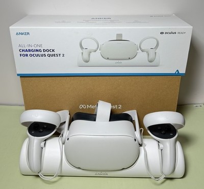 Meta Quest 2 VR Headset 256GB w Controllers, Anker base and Box - Great