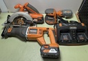 [11417-1] Ridgid 18V Tool Lot Circular Saw, Recip Saw, Sander, Charger, 2x4.0Ah Batt