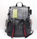 [11585-1] GUCCI 495563 GG Supreme Canvas Backpack Black Leather Trim Men's Bag