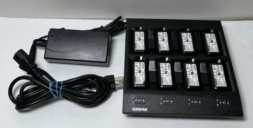 Shure SBC800 8 Bay Batt Charger w/ 8 SB900A Rechargeable Li-Ion Batt Pro Audio