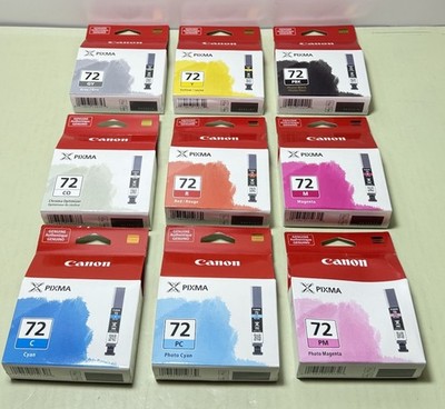 Lot of 9 Canon PIXMA 72 Ink Cartridges Genuine OEM Sealed – PRO-10 Printer