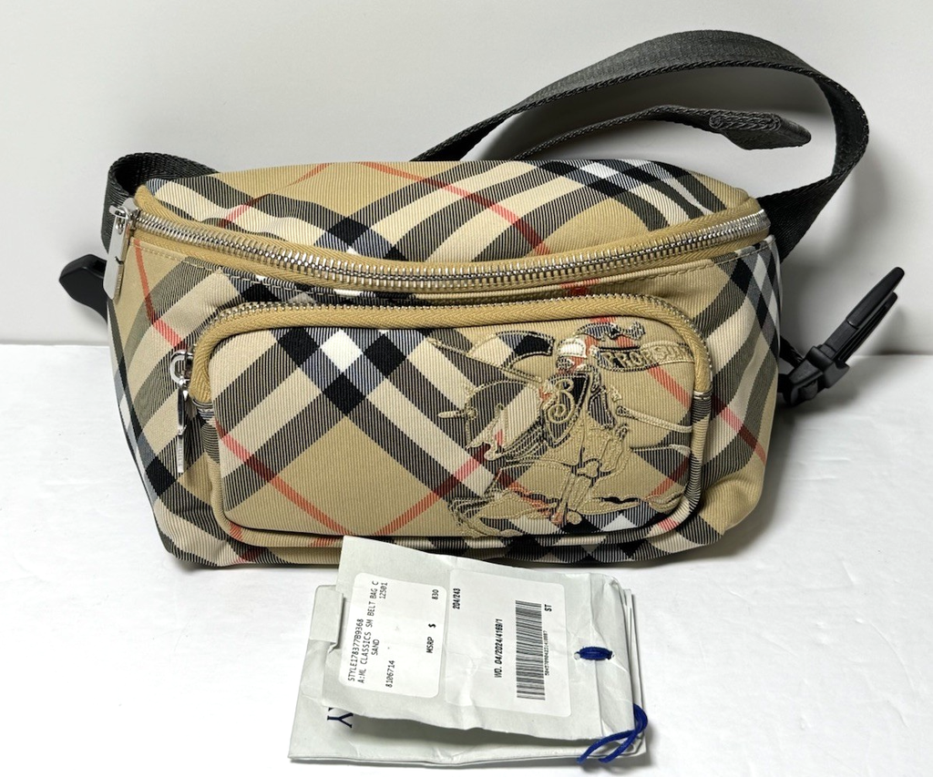 Burberry Small Check Belt Bag in Sand beige 8106714-NWT