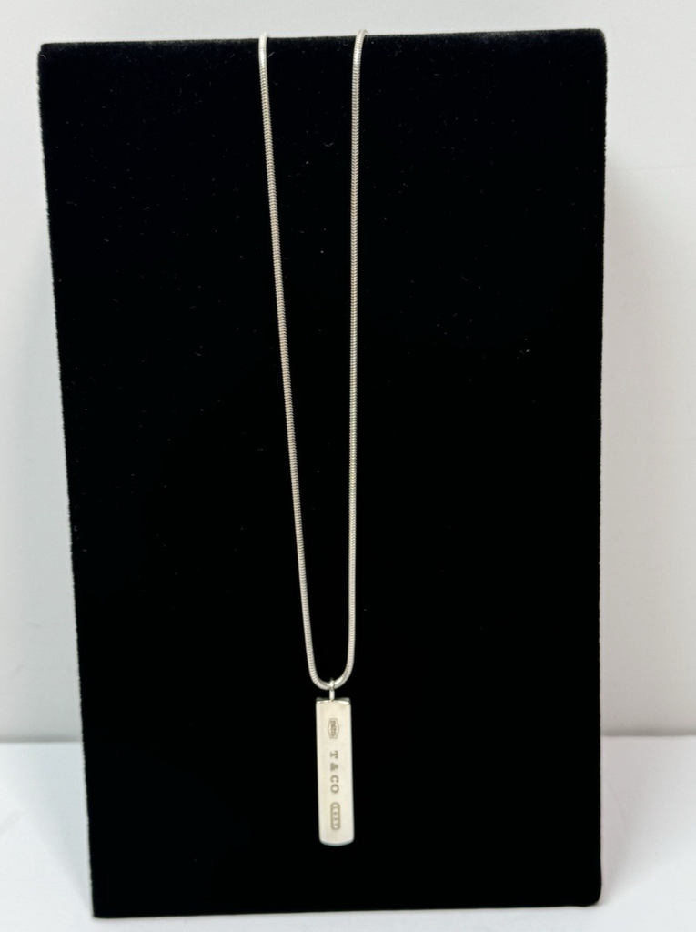 Tiffany & Co 1837 Sterling Silver 925 Bar Pendant 18" Necklace, 2001