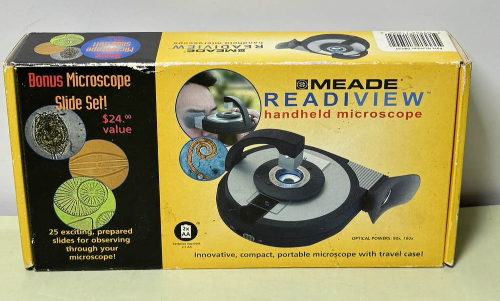 Meade ReadView Handheld Microscope 80x160x w/ 25 Slides Set NOB Never Used