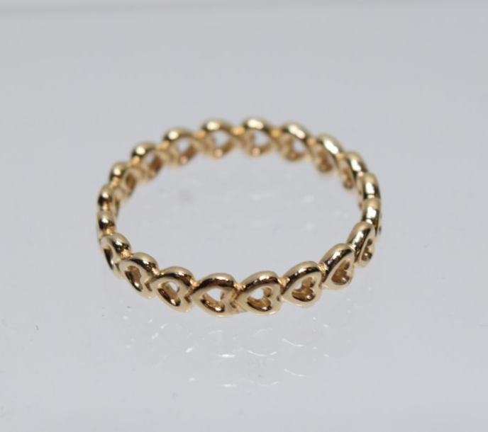 PANDORA Band Of Hearts 14k Yellow Gold Ring Band Size 6.75