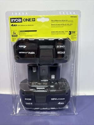Ryobi PBP2005 ONE+ Battery 18-Volt Lithium-Ion 4.0 Ah (2-Pack) - SAME DAY SHIP!