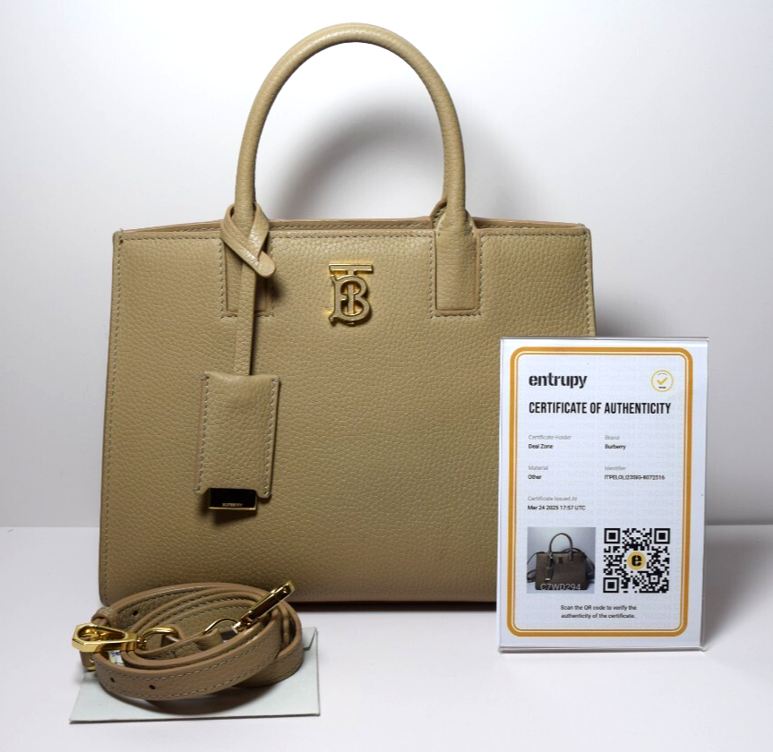 Burberry Frances Tote Leather Beige Mini