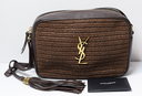 [12242-1] Saint Laurent Woven Raffia Camera Bag with a Tassle