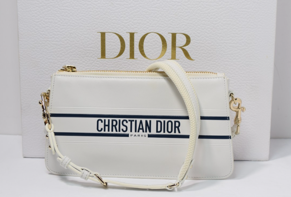 Christian Dior Vibe Pochette Clutch Bag White w/ Strap