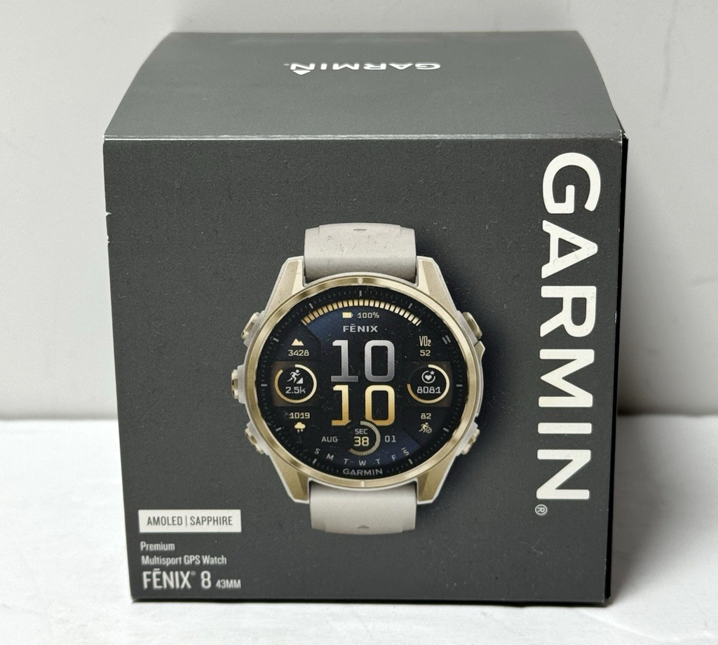 Garmin fenix 8 43mm Sapphire AMOLED GPS Smartwatch Soft Gold-Open Box