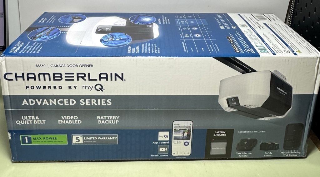 Chamberlain 1 HP Smart Belt Drive Garage Door Opener with Battery Backup -B5330