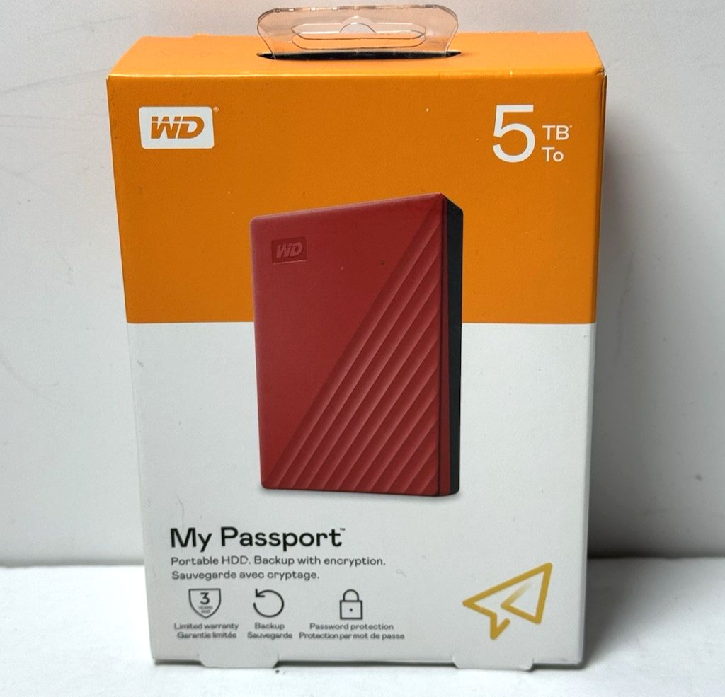 WD 5TB My Passport Portable External Hard Drive HDD-WDBPKJ0050BRD-WESN
