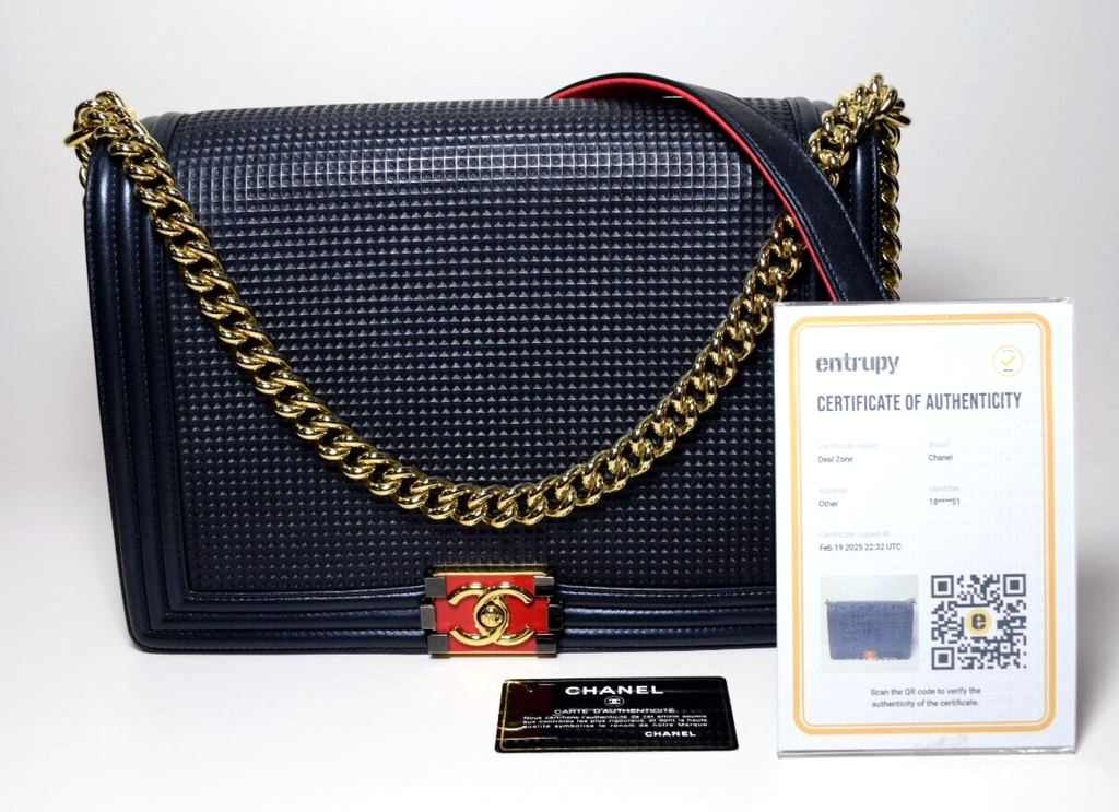 Chanel Boy Flap Bag Cube Embossed Lambskin Large - Blue