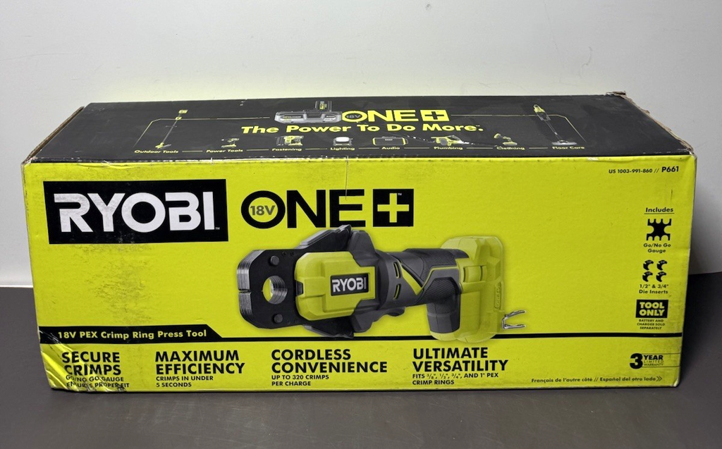 RYOBI P661 18-Volt  PEX Crimp Ring Press Tool Only- Brand New