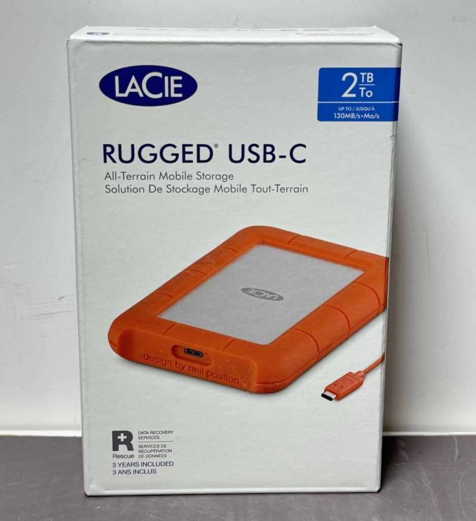 LaCie - Rugged 2TB External USB-C, USB 3.1 Gen 1 Portable Hard Drive - Orange...