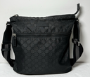 [9672-1] Gucci Unisex GG Guccissima Web Black Canvas Messenger Bag Crossbody