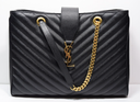 [13204-1] Saint Laurent Classic Monogram Shopper Matelassé Chevron Leather Large