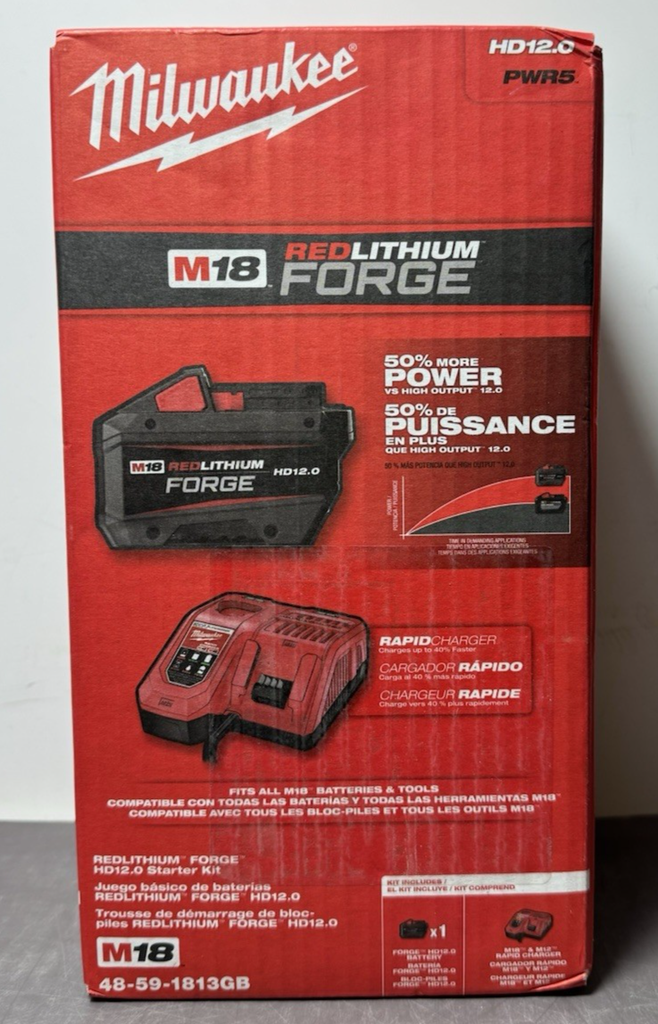 Milwaukee 48-59-1813GB M18 REDLITHIUM FORGE HD12.0 Starter Kit- New